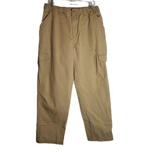 Magellan 36x32 * actual 34x30 Tan cargo pants 100% cotton Elastic waist Outdoor‎